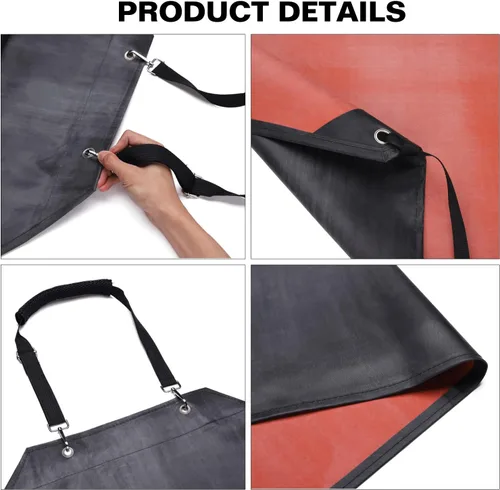 Vista 4 de Homsolver Thick Waterproof Rubber Black Vinyl Apron for Men 39" Heavy Duty Long Chemical Resistant
