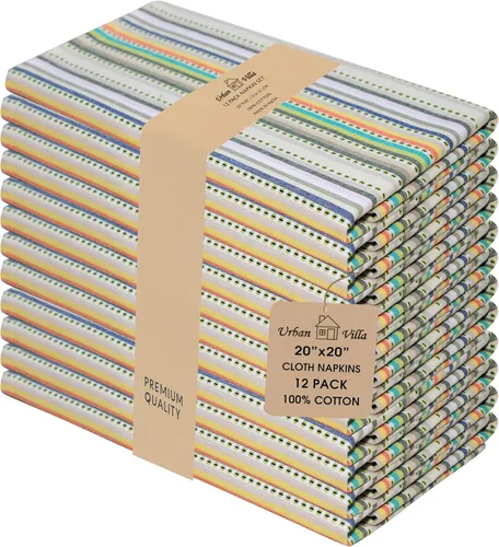 Urban Villa - Juego de 12 servilletas de tela de 50 x 50 centímetros 100% algodón, servilletas lavables, duraderas, reutilizables y absorbentes para
