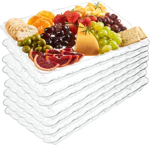Vista 12 de Plasticpro - Bandejas de plástico para servir, rectangulares, 9 x 13 pulgadas, plato desechable para fiesta, 4 bandejas negras