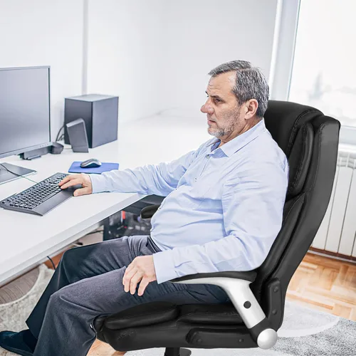 Vista 2 de Silla de oficina grande y alta, 600 libras, silla de oficina ejecutiva resistente cómoda con soporte lumbar, asiento ergonómico extra ancho, sillas