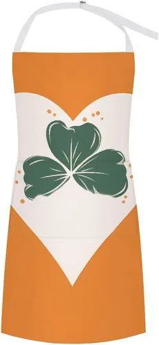 MUSM Leaves on Heart Shape Apron，Classic Vintage Funny with Pockets Aprons,Adjustable Bib Waterdrop Resistant for Kitchen Cooking Restaurant BBQ