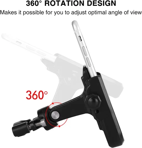 Vista 5 de Keenso Soporte de teléfono celular para motocicleta, soporte universal ajustable para manillar para teléfono móvil de 4 a 6 pulgadas, color negro