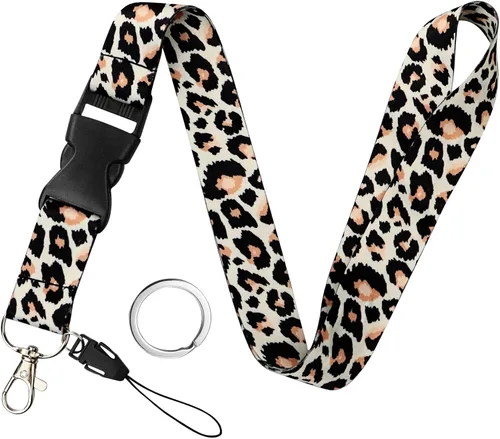 Vista 12 de Yiflin Bonito cordón para el cuello para llaves, llavero, cartera, tarjetero de identificación, con hebilla de liberación rápida negro Sunflower