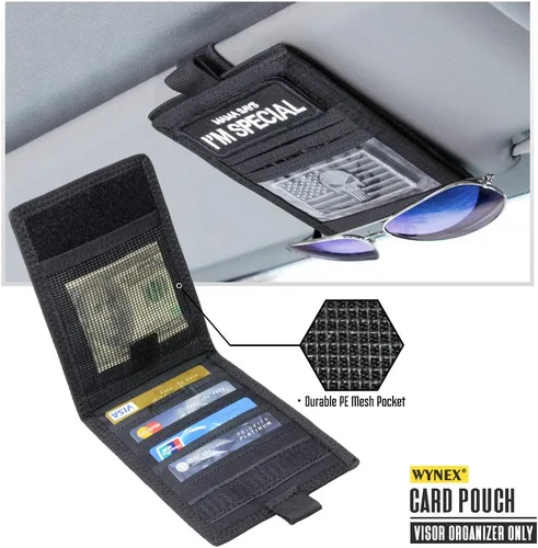 Vista 3 de WYNEX - Organizador táctico para visera de auto con diferentes compartimentos de almacenamiento con 3 cintas elásticas de sujeción, compatible