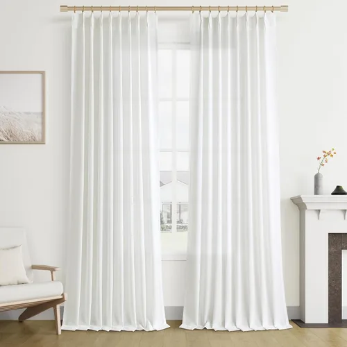 Vista 27 de Joywell Cortinas plisadas de lino de 84 pulgadas de largo, con ojales de clip y pestaña trasera, cortinas semitransparentes para filtrar la luz