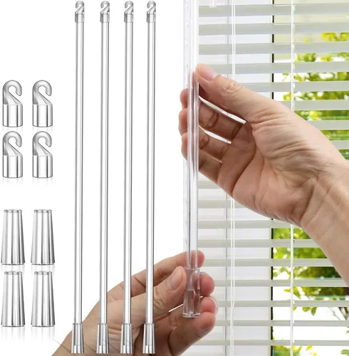 Vista 7 de Varita ciega de 17 pulgadas, piezas de repuesto para persianas verticales con gancho y agarre, varilla inclinable de plástico transparente, poste