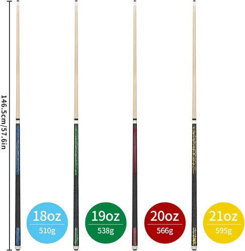Vista 7 de Kmise Pool Cue Stick Set,4 Colors Canadian Maple Cue,Pool Sticks for Adults,Tacos de Billar 18 19 20 21oz for Beginner