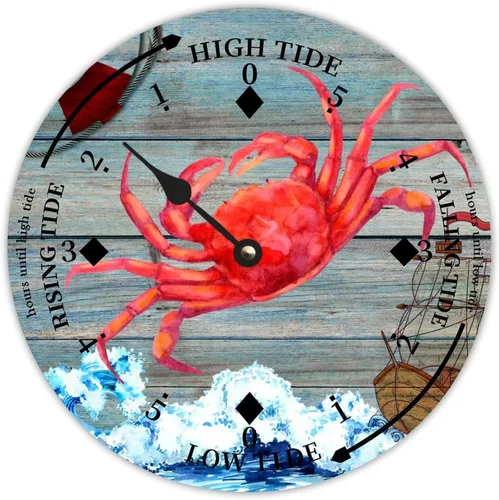 Vista 12 de Reloj de marea de estrella de mar oceánico, silencioso sin tictac, funciona con pilas, reloj de marea de madera, arte de pared, reloj de movimiento