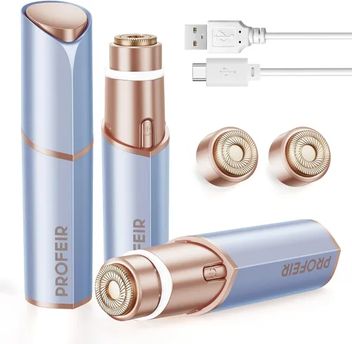 Depilación facial para mujeres: Dispositivo eléctrico de depilación - Afeitadora facial recargable sin dolor para barbilla, labio superior y vello