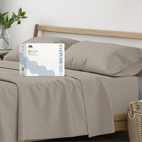 Vista 59 de Mayfair Linen Juego de sábanas de 4 piezas de tejido de percal de 100 % algodón orgánico, suave, refrescante, transpirable y con bolsillo profundo