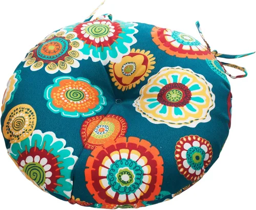 Vista 7 de Magpie Fabrics Cojines de Asiento Redondos para Bistró de Exterior con Lazos, 15"x15"x4" Juego de 2, Cojines Acolchados Impermeables para Taburete