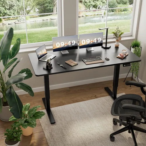 Vista 73 de Furmax Escritorio eléctrico de altura ajustable grande de 55 x 24 pulgadas, escritorio de pie para oficina en casa, escritorio de computadora