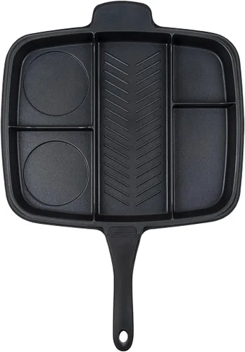 Vista 3 de Master Pan Non-Stick Divided Grill/Fry/Oven Meal Skillet, 15", Black