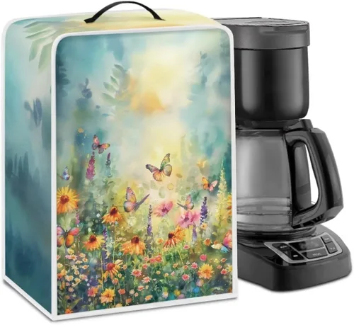 Vista 41 de DISNIMO Cubierta antipolvo para cafetera de mariposa azul, fundas para máquina de hacer café de cocina con mango superior, cubierta