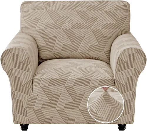 Vista 13 de JIVINER - Juego de 2 fundas elásticas para sillas de comedor, fundas geométricas de jacquard para sillas de comedor, fundas lavables para sillas