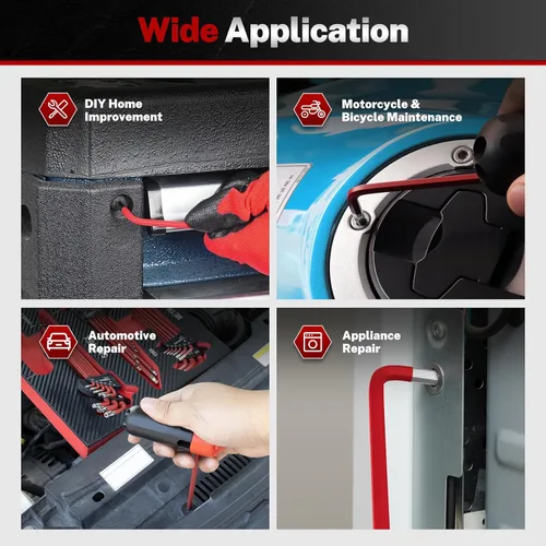 Vista 8 de TOMMARS Juego de llaves hexagonales con extremo de bola magnética S2 de acero con mango en T Juego de llaves Allen con llave hexagonal SAE