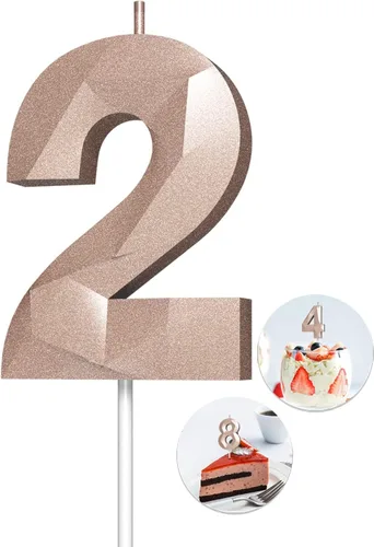 Vista 19 de Velas de cumpleaños con números (0 velas negras), forma de diamante 3D, decoración de pastel de feliz cumpleaños para niños y hombres, cumpleaños