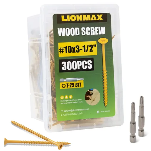 Vista 43 de LIONMAX Tornillos de cubierta de 2-1/2 pulgadas, tornillos para madera #10 x 2-1/2 pulgadas, 50 unidades, resistentes a la corrosión, revestimiento