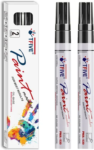 Vista 10 de TFIVE Rotuladores permanentes de pintura – Paquete de 2 rotuladores a base de aceite blanco y negro, punta media, impermeables y de secado rápido