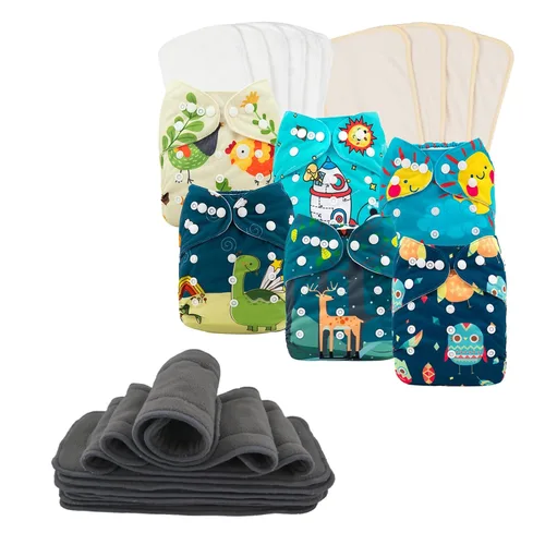 babygoal Pañales de tela reutilizables, paquete de 6 + 22 insertos, tamaño único, ajustable, lavable, para bebés, niños, sin erupciones