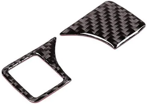 Vista 6 de YIWANG Real carbono coche interior faro ajuste botón ajuste pegatinas 2 unids para Mercedes Benz A W176 B W246 C W204 E W212 E350 GLK X204 GL ML