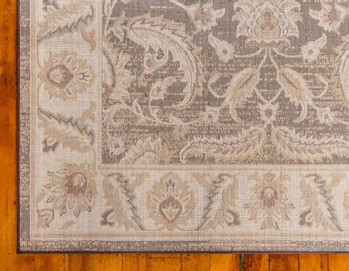 Vista 10 de Unique Loom - Colección Voyage - Alfombra redonda tradicional oriental, marrón, Polipropileno, Marrón/Azul Claro