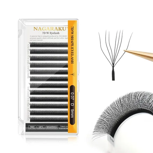 Vista 257 de NAGARAKU Extensiones de pestañas prefabricadas en abanico 3D W 0.05 C 0.315 0.05-C 3D W