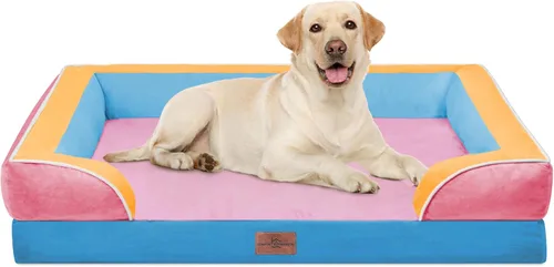 Vista 185 de Comfort Expression Cama ortopédica para perros extra grandes de 45 x 35 pulgadas, cama para mascotas XL de espuma tipo caja de huevos impermeable