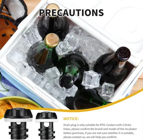 Vista 7 de Cooler Plug Replacement for RTIC, Large & Small Leak Proof Drain Plugs Compatible with RTIC 20QT 45QT 65QT Coolers with Two Drains
