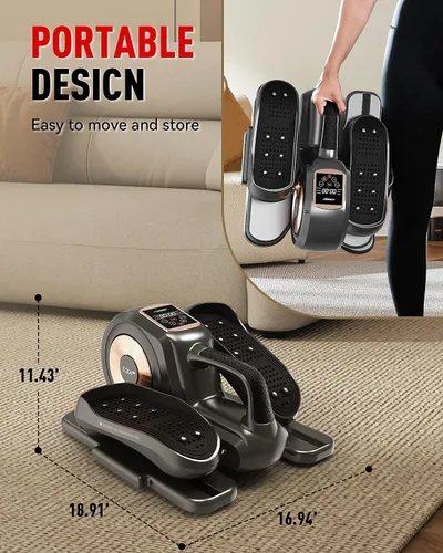Vista 7 de HARISON Under Desk Elliptical Machine with Multi-Functional LCD Display, Ellipse Leg Exerciser for Seniors with 12-Level Adjustable Speed and