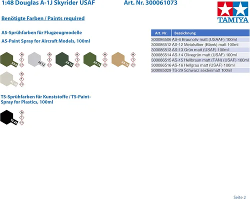 Vista 5 de Tamiya 61073 1/48 Douglas A-1J Skyraider USAF Kit de avión modelo de plástico