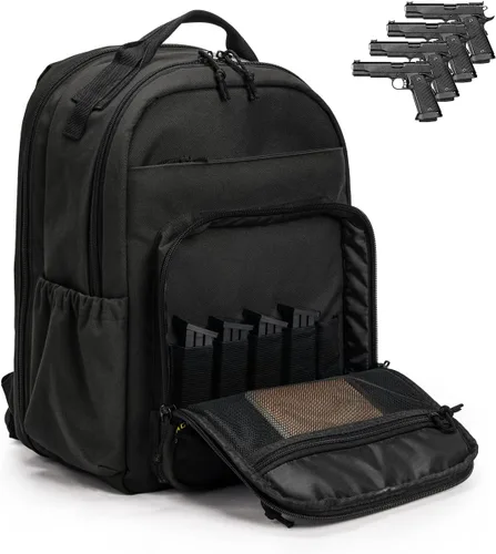 Vista 13 de VEAGIA Mochila de Campo de Tiro Bolsa de Polígono de Tiro para Pistolas y Municiones Fundas de Pistolas con Cremalleras con Cierre Antiexplosión