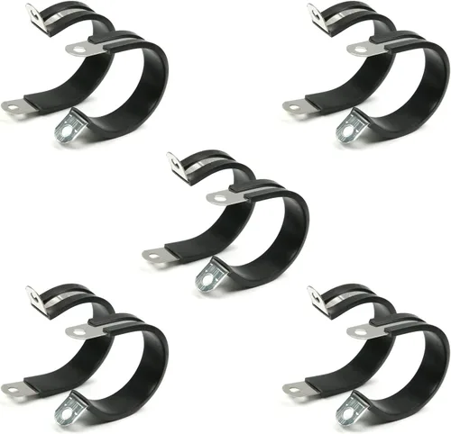 Vista 52 de MroMax Abrazadera de cable de 0.236 in de diámetro EDPM Abrazadera aislada acolchada de goma 304 Abrazadera de tubería de acero inoxidable 0.24 "R