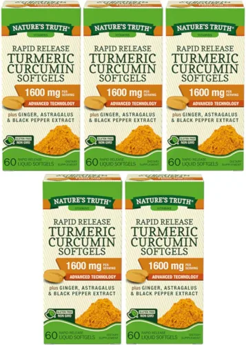 Vista 2 de Nature's Truth, Extracto de pimienta negra de cúrcuma 1600 mg, 60 cápsulas blandas
