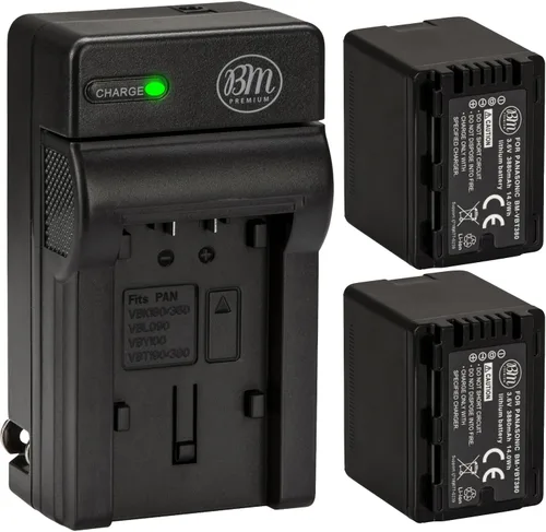 BM Premium 2 baterías y cargador VW-VBT380 para Panasonic HC-V800K, HC-VX1K, HC-WXF1K, HCV510, HCV520, HC-V550, HCV710, HC-V720, HC-V750, HC-V770,