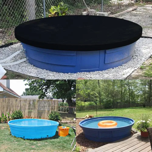 Vista 7 de YardJoyliz Cubierta de piscina de tanque de polietileno de 6 pies, impermeable, resistente, de plástico, redondo, para piscina