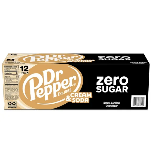 Vista 9 de DR PEPPER and Cream Soda Zero Sugar, latas de 12 onzas líquidas, paquete de 12
