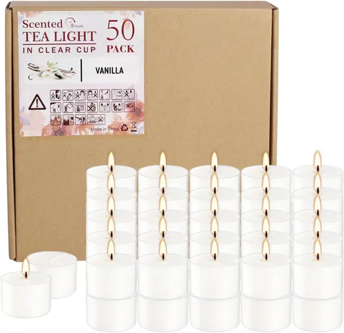 Vista 8 de Velas aromáticas de rosa rosa, paquete de 100 velas votivas gigantes a granel, juego de velas de té sin humo para el día de San Valentín