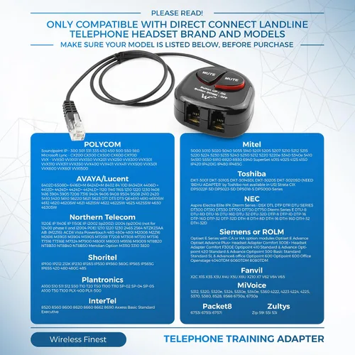 Vista 7 de Divisor en Y para entrenamiento telefónico con silenciador para Avaya y Nortel