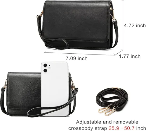 Vista 5 de Bromen - Bolso cruzado para mujer para teléfono celular pequeño, bolso de hombro, billetera de brazalete, cartera de mano