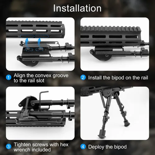 Vista 6 de Besrilien Rifle Bipod 6-9 Inches Compatible with Mlok Bipods for Rifles Lightweight Integrated Bipod for Hunting and Shooting