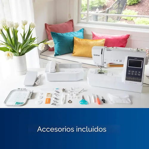 Vista 10 de Máquina de coser y bordar Brother SE700, conexión LAN inalámbrica, 135 diseños incorporados, 103 puntadas integradas, computarizada, área de aro