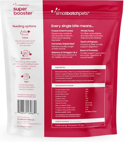 Vista 6 de smallbatch Golosinas liofilizadas para perros, aderezo de superalimento bocados de carne para perros y gatos, probióticos, ingredientes orgánicos