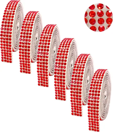 Vista 10 de 6 rollos de cinta autoadhesiva con diamantes de imitación de diamantes de imitación, rollo de cinta adhesiva con tiras de diamantes de imitación