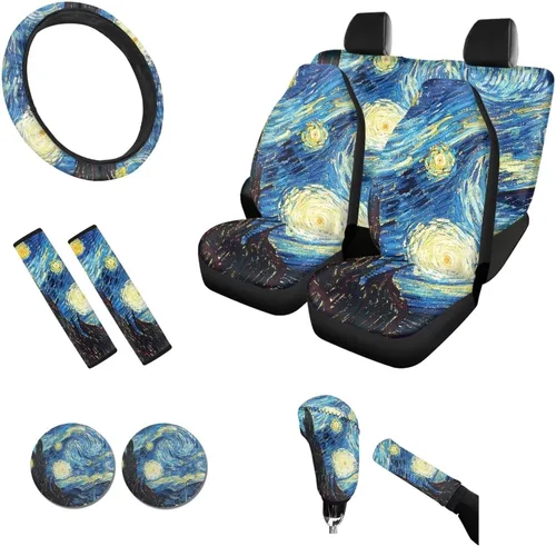 Vista 23 de Ball American Flag - Juego de 11 accesorios para automóvil, ajuste universal para la mayoría de automóviles, juego de fundas de asiento