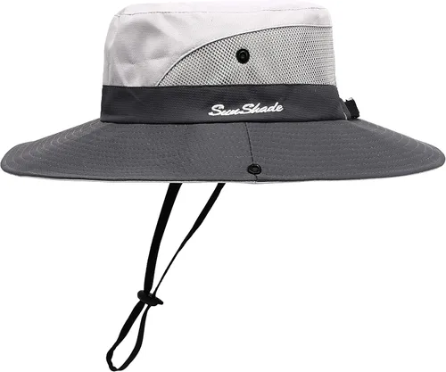 Vista 17 de Sombrero de sol para mujer de verano, sombrero de playa de ala ancha, protección UV al aire libre, plegable, malla fresca, diseño para cola