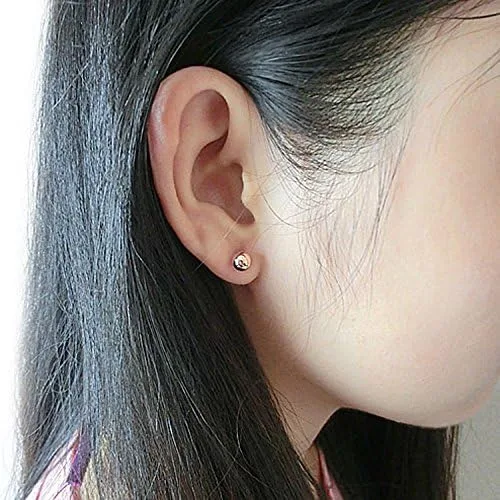 Vista 3 de Paialco - Pendientes de tuerca redondos pulidos para mujer