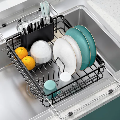 Estante de secado de platos sobre el fregadero, estantes de secado de platos en el fregadero, estante de secado de platos expandible sobre el