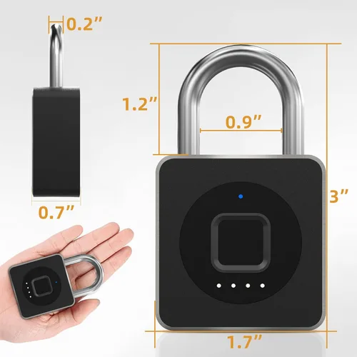 Vista 7 de Pothunder Candado de Huella Dactilar con APP, Cerradura Biométrica sin Llave, Candado Inteligente Impermeable Adecuado para Gimnasio, Casillero