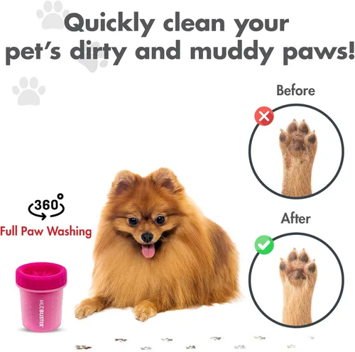Vista 4 de Dexas Limpiador de patas de perro, pequeño, rosa, accesorios para perros y suministros para mascotas